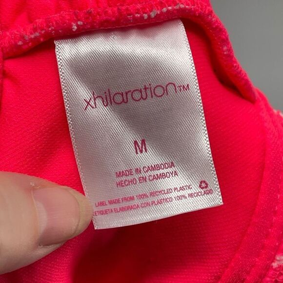 Xhilaration Womens Bikini Top Striped Textured Swimsuit Lined Hot Pink Medium - Picture 5 of 7